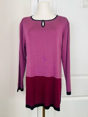 Exclusively Misook Womens Sz L knit shell top pink/purple/black Career *No Pads
